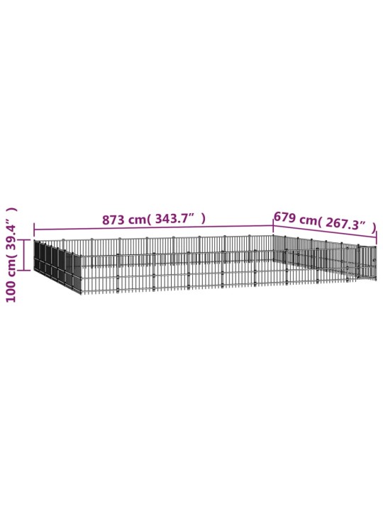 Koiran ulkohäkki teräs 59,28 m²