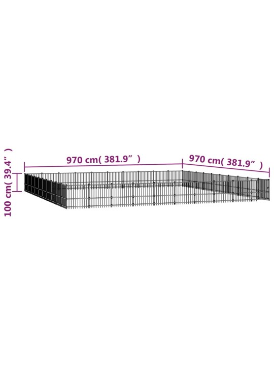 Koiran ulkohäkki teräs 94,09 m²