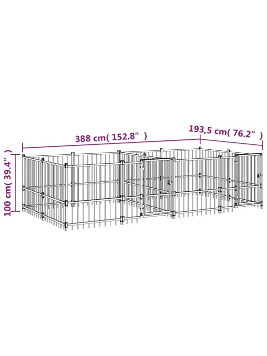 Koiran ulkohäkki teräs 7,51 m²