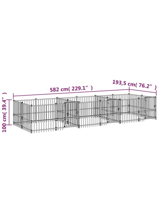 Koiran ulkohäkki teräs 11,26 m²