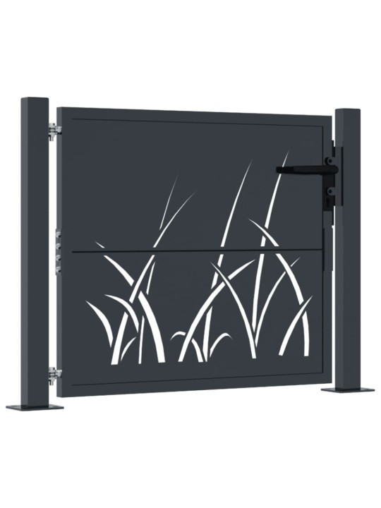 Puutarhaportti antrasiitti 105x80 cm teräs ruohokuvio