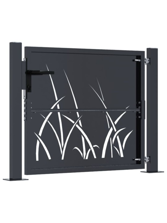 Puutarhaportti antrasiitti 105x80 cm teräs ruohokuvio