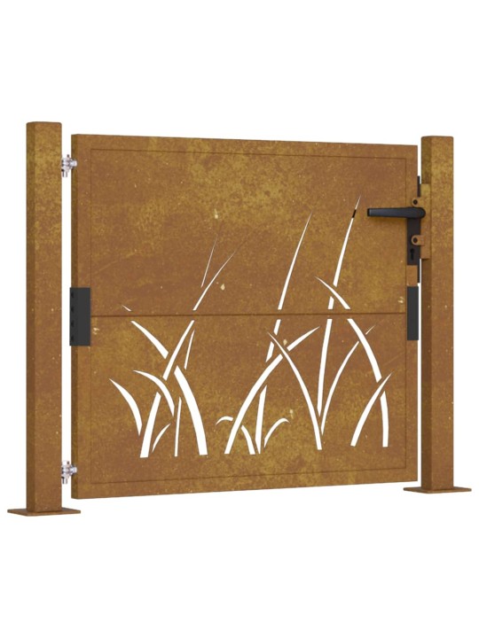 Puutarhaportti 105x80 cm corten teräs ruohokuvio