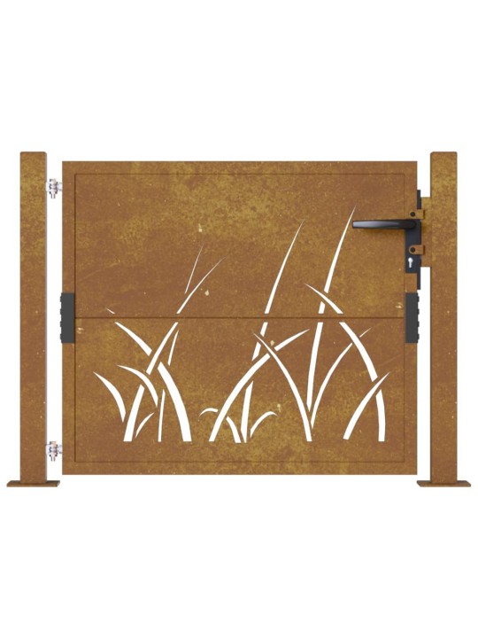 Puutarhaportti 105x80 cm corten teräs ruohokuvio