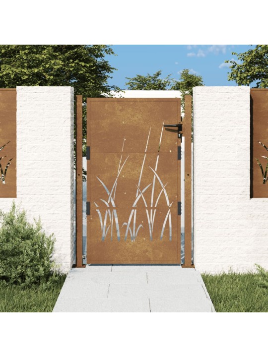 Puutarhaportti 105x130 cm corten teräs ruohokuvio