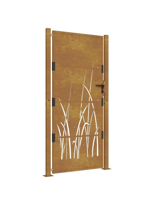 Puutarhaportti 105x205 cm corten teräs ruohokuvio