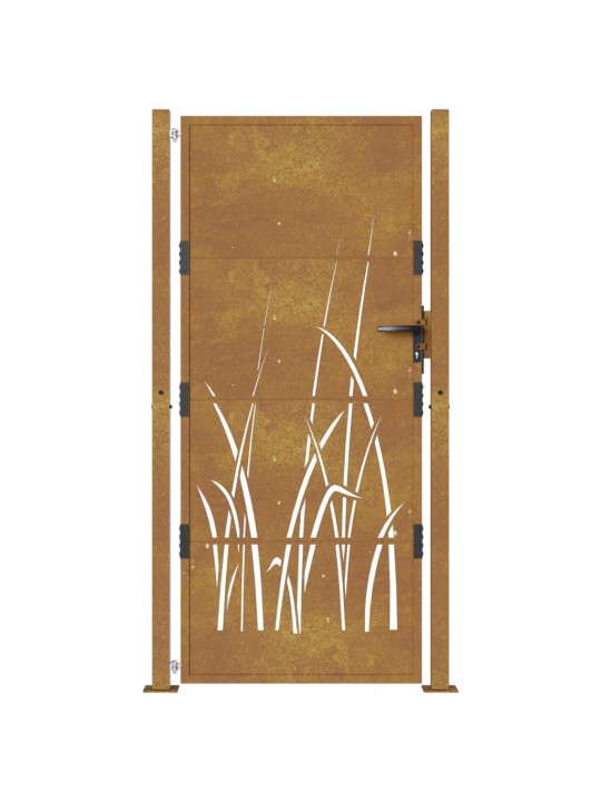 Puutarhaportti 105x205 cm corten teräs ruohokuvio