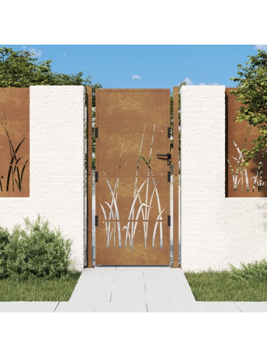 Puutarhaportti 105x205 cm corten teräs ruohokuvio