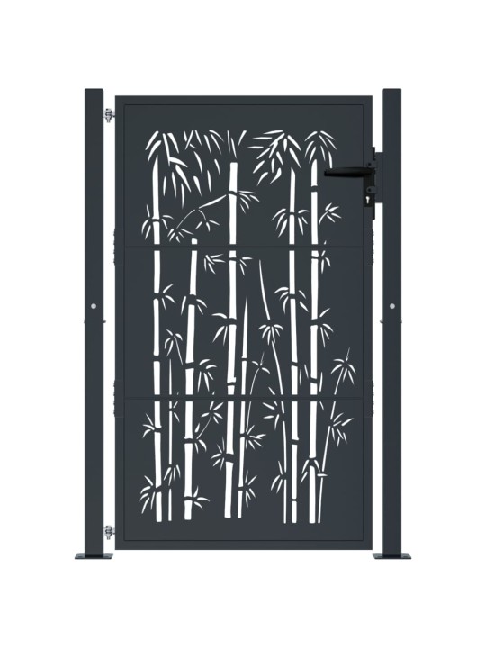 Puutarhaportti antrasiitti 105x155 cm teräs bambukuvio