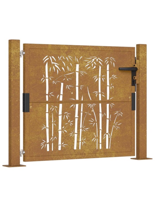 Puutarhaportti 105x80 cm corten teräs bambukuvio