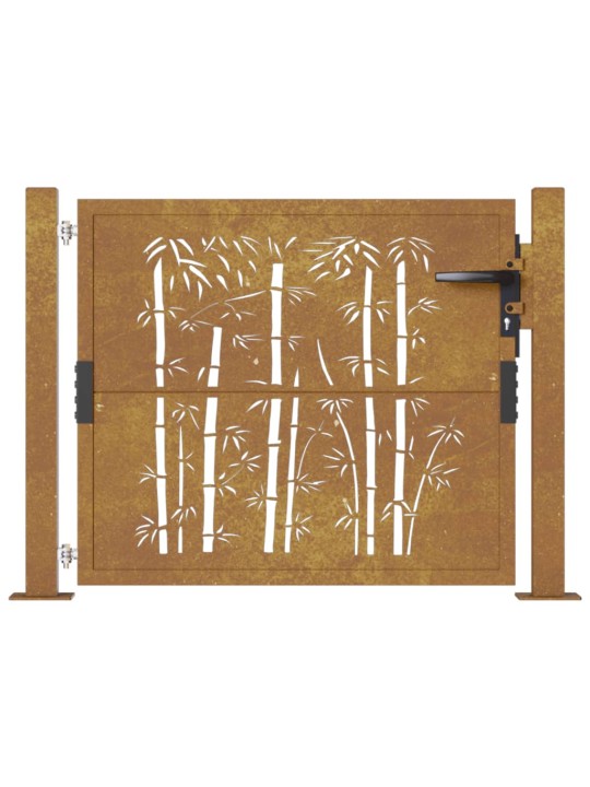 Puutarhaportti 105x80 cm corten teräs bambukuvio