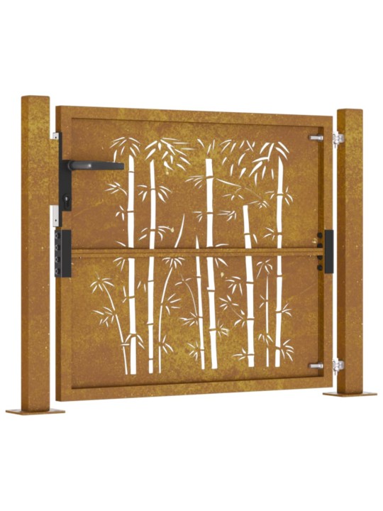 Puutarhaportti 105x80 cm corten teräs bambukuvio