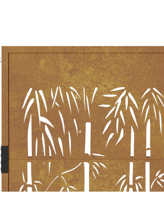 Puutarhaportti 105x80 cm corten teräs bambukuvio