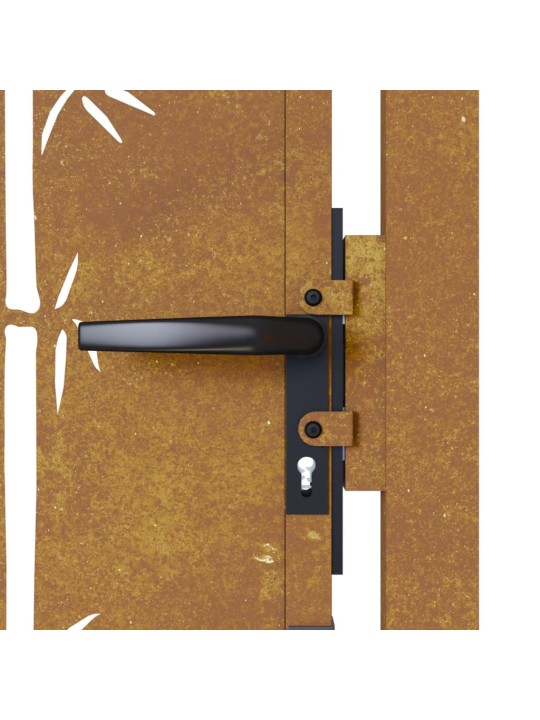 Puutarhaportti 105x80 cm corten teräs bambukuvio