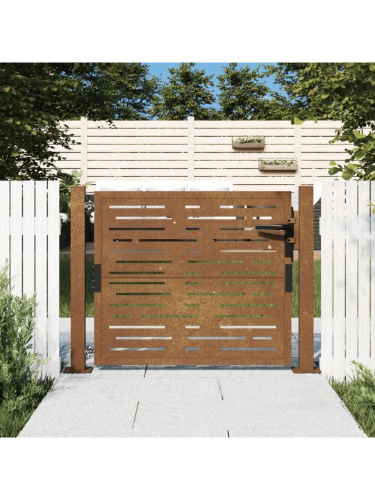 Puutarhaportti 105x80 cm corten teräs raitakuvio