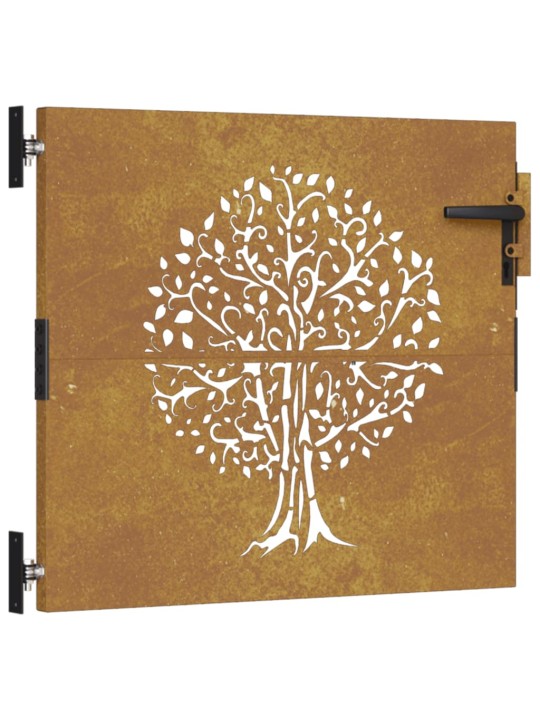 Puutarhaportti 85x75 cm corten teräs puukuvio