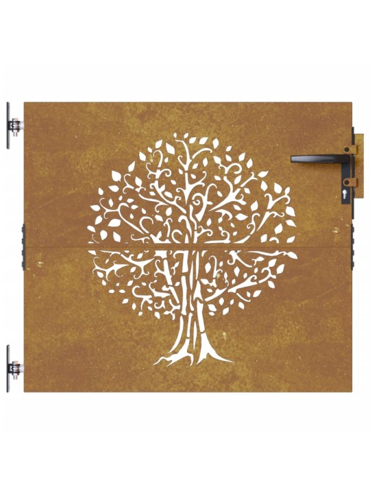 Puutarhaportti 85x75 cm corten teräs puukuvio