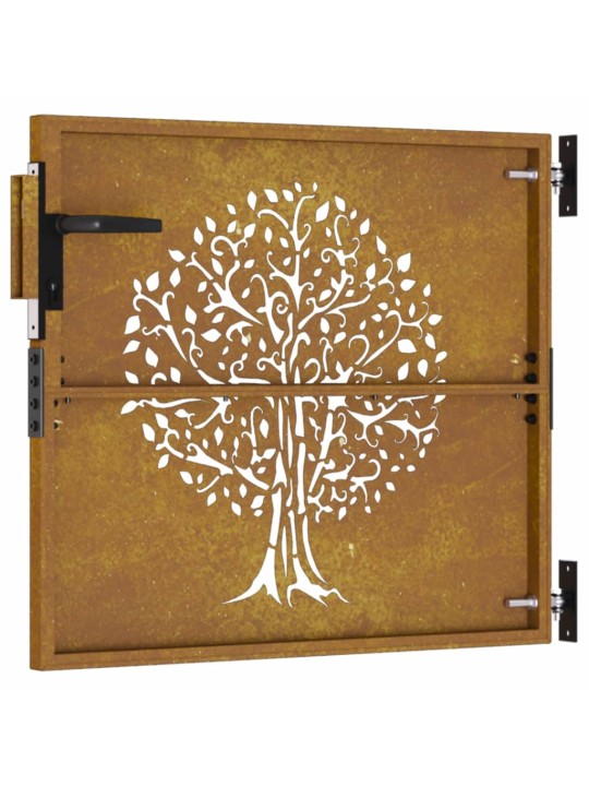 Puutarhaportti 85x100 cm corten teräs puukuvio