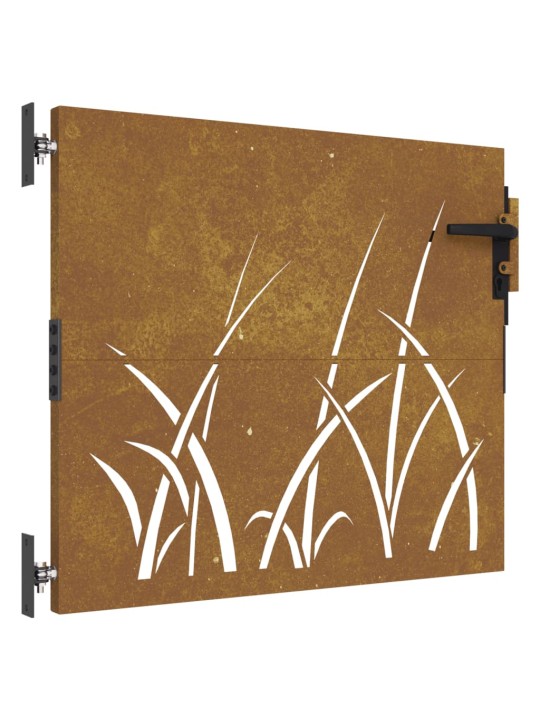 Puutarhaportti 85x75 cm corten teräs ruohokuvio