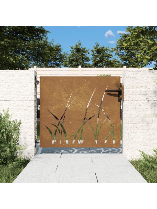 Puutarhaportti 85x75 cm corten teräs ruohokuvio