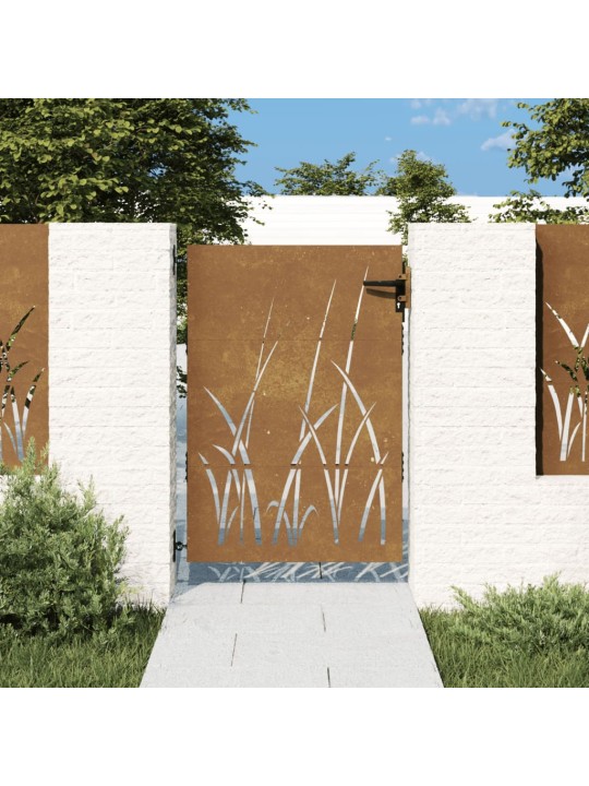 Puutarhaportti 85x125 cm corten teräs ruohokuvio