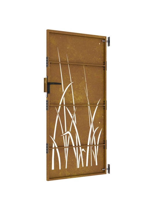 Puutarhaportti 85x175 cm corten teräs ruohokuvio