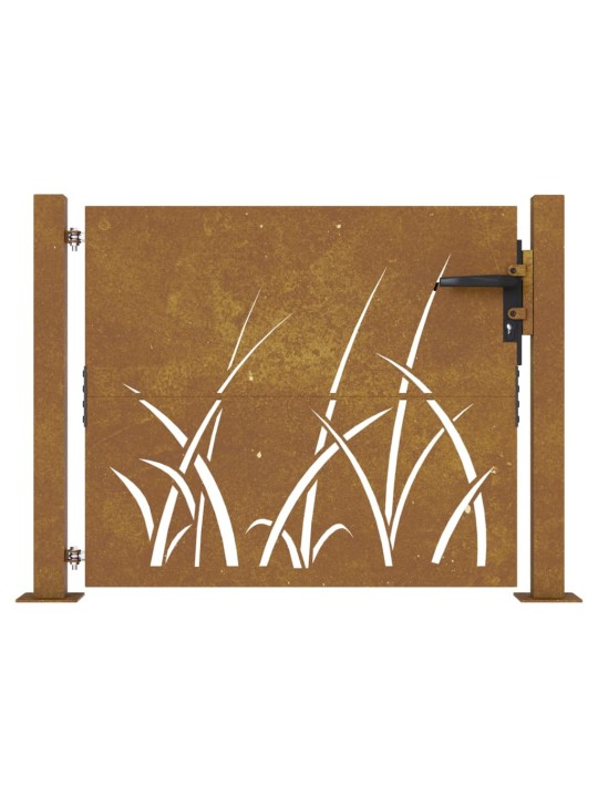 Puutarhaportti 105x80 cm corten teräs ruohokuvio