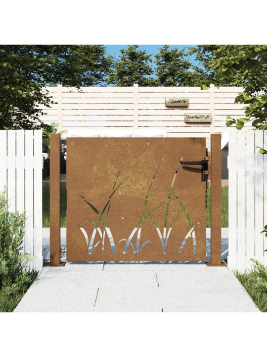 Puutarhaportti 105x105 cm corten teräs ruohokuvio