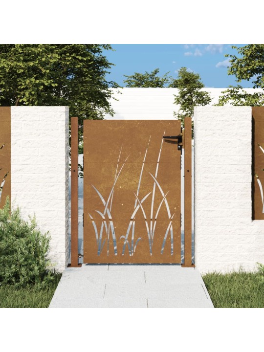 Puutarhaportti 105x130 cm corten teräs ruohokuvio