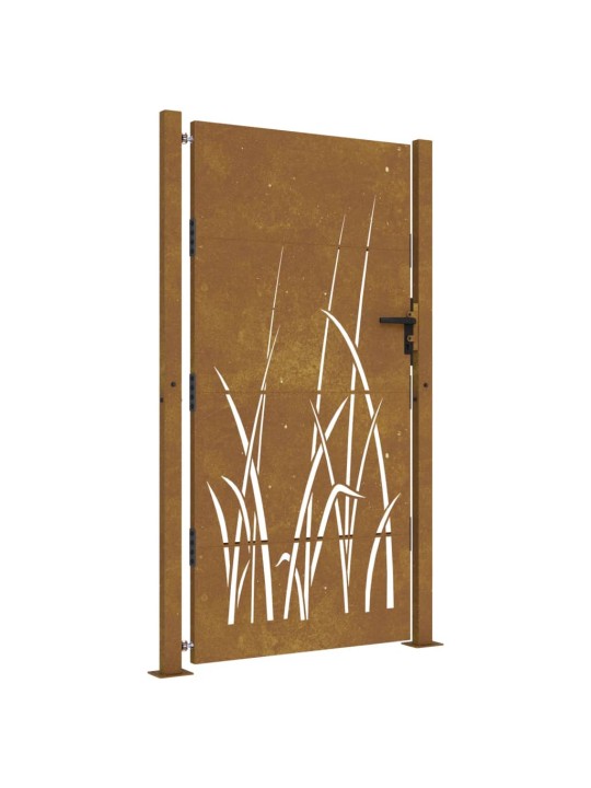 Puutarhaportti 105x205 cm corten teräs ruohokuvio