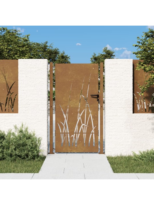 Puutarhaportti 105x205 cm corten teräs ruohokuvio