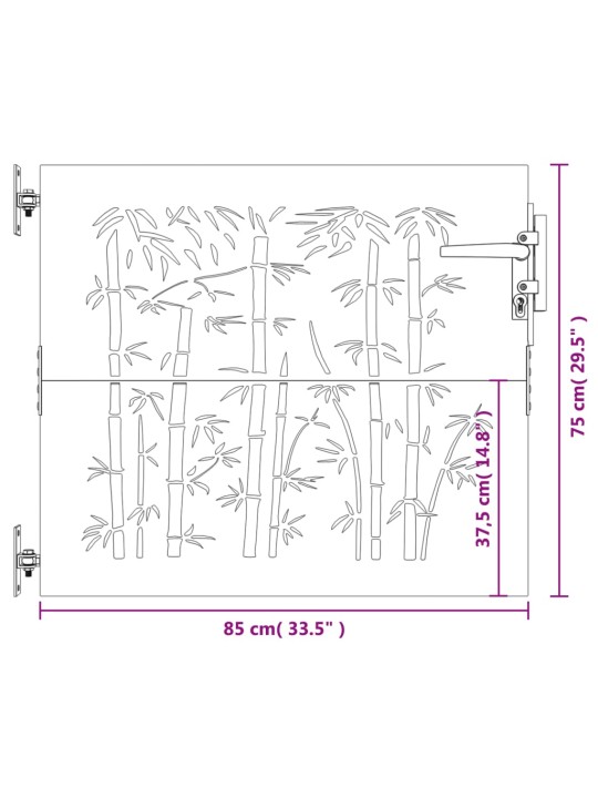 Puutarhaportti 85x75 cm corten teräs bambukuvio