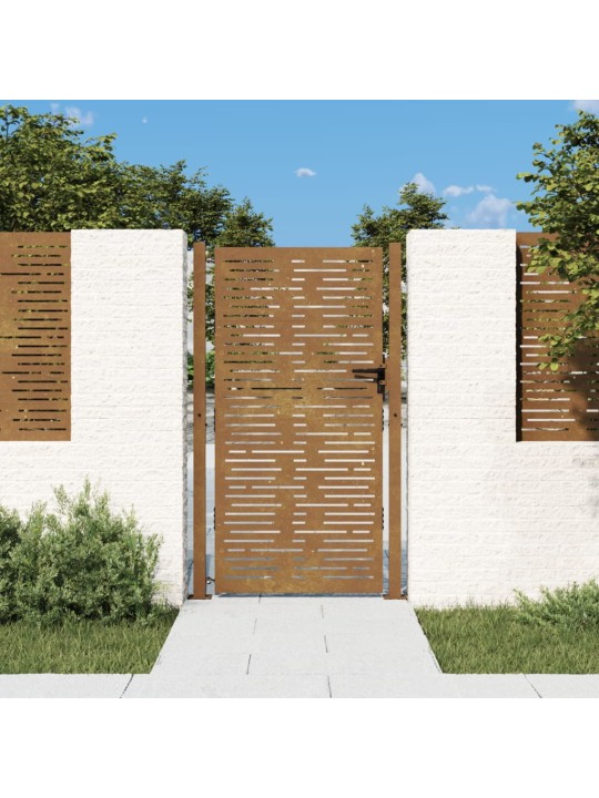 Puutarhaportti 105x205 cm corten teräs raitakuvio