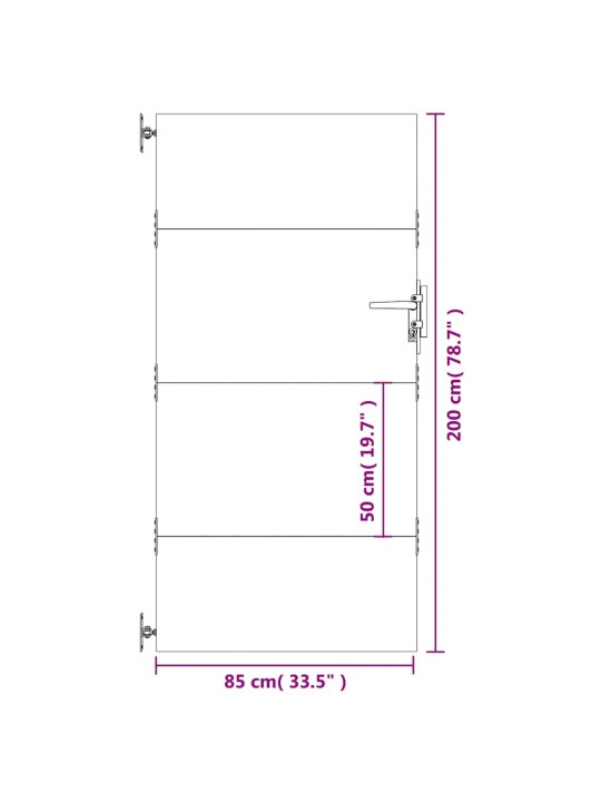 Puutarhaportti 85x200 cm corten teräs