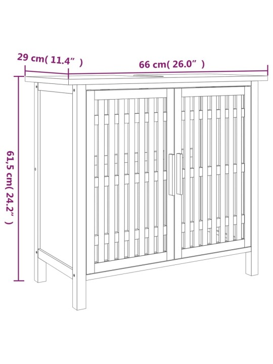 Kylpyhuoneen pesuallaskaappi 66x29x61,5 cm täysi pähkinäpuu