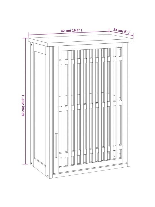 Kylpyhuoneen seinäkaappi 42x23x60 cm täysi pähkinäpuu