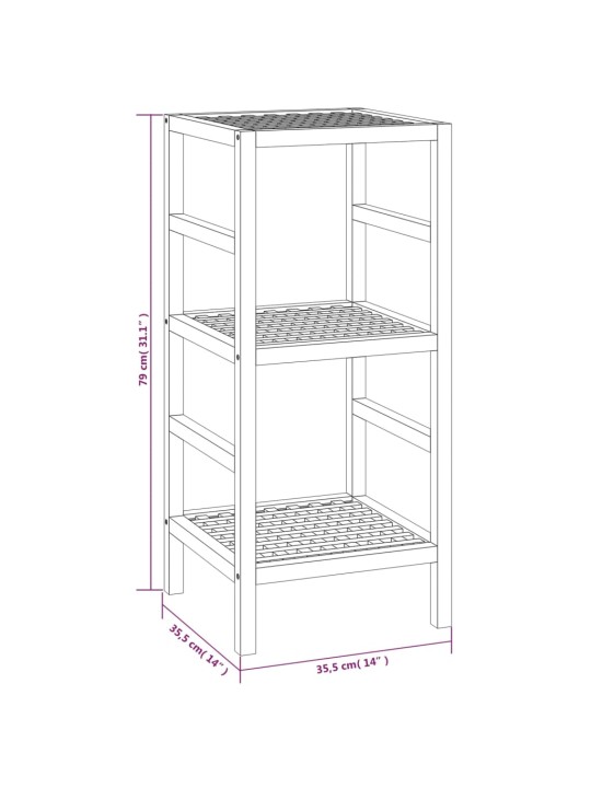 Kylpyhuoneen hyllykkö 35,5x35,5x79 cm täysi pähkinäpuu