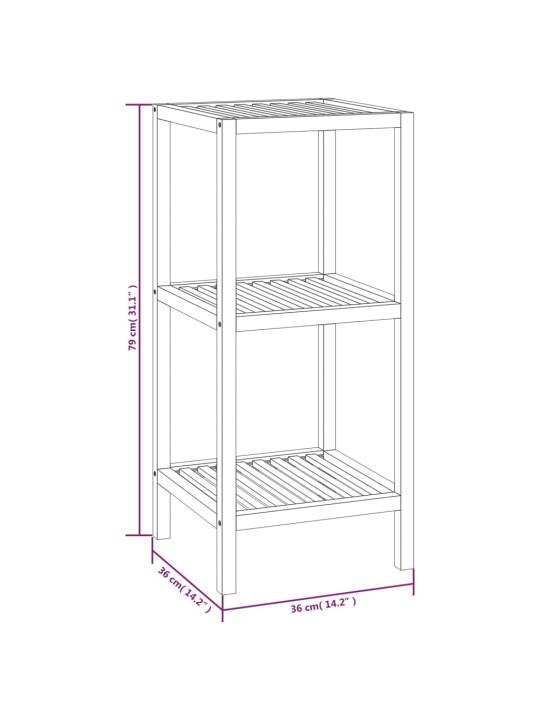 Kylpyhuoneen hyllykkö 36x36x79 cm täysi pähkinäpuu