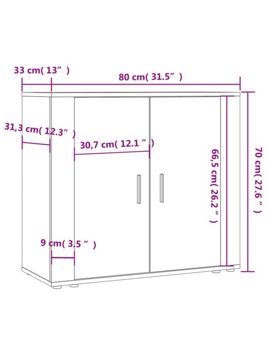 Senkki harmaa Sonoma 80x33x70 cm tekninen puu