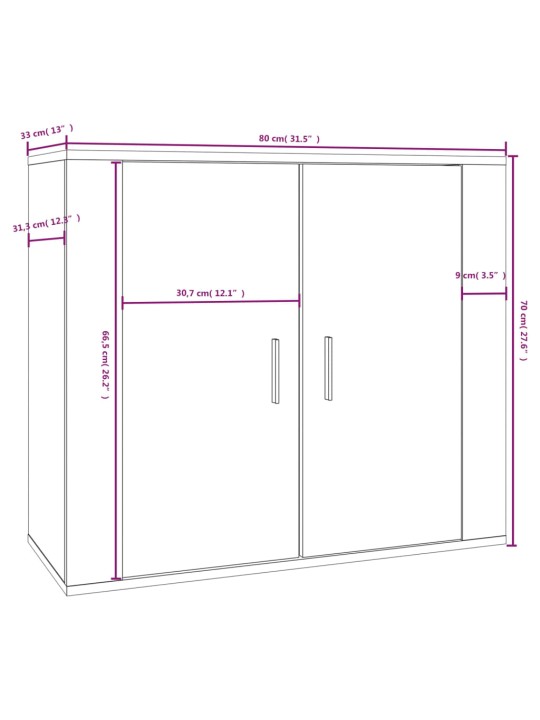 Senkki ruskea tammi 80x33x70 cm tekninen puu