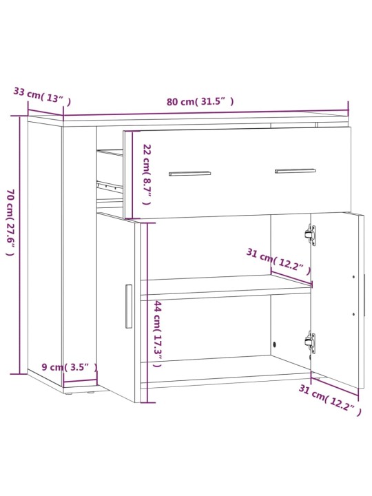 Senkki musta 80x33x70 cm tekninen puu