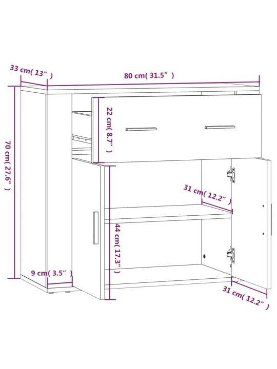 Senkki betoninharmaa 80x33x70 cm tekninen puu