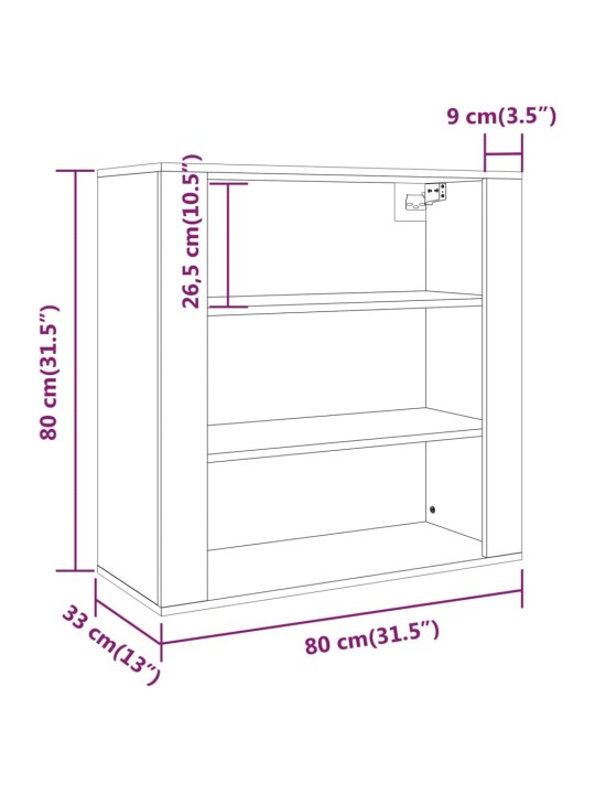 Seinäkaappi musta 80x33x80 cm tekninen puu