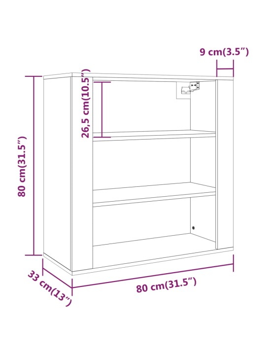 Seinäkaappi betoninharmaa 80x33x80 cm tekninen puu