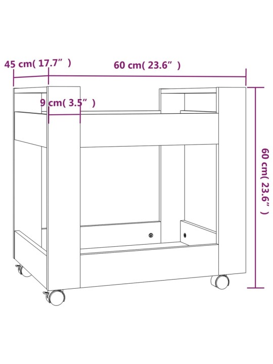 Työpöytävaunu betoninharmaa 60x45x60 cm tekninen puu