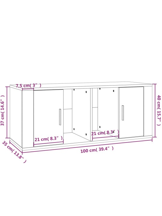 TV-taso musta 100x35x40 cm tekninen puu