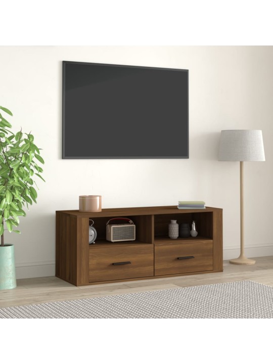 TV-taso ruskea tammi 100x35x40 cm tekninen puu