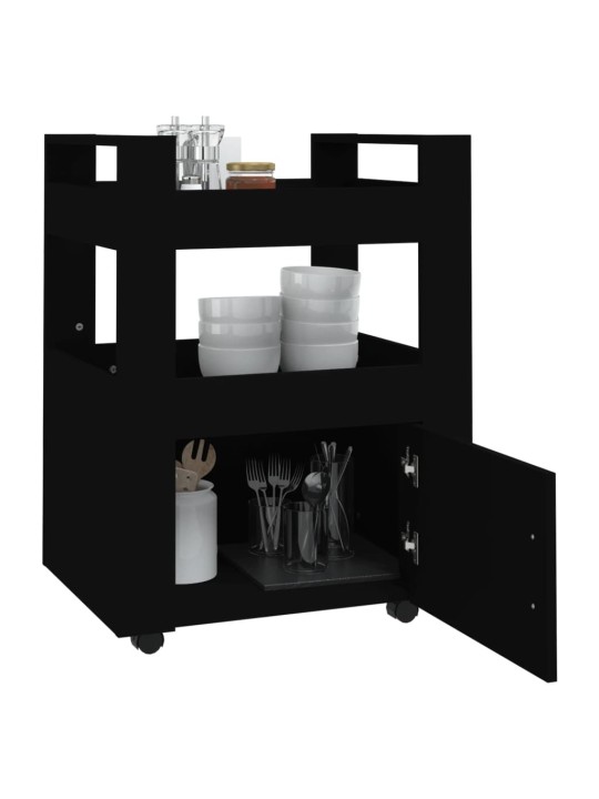 Keittiövaunu musta 60x45x80 cm tekninen puu