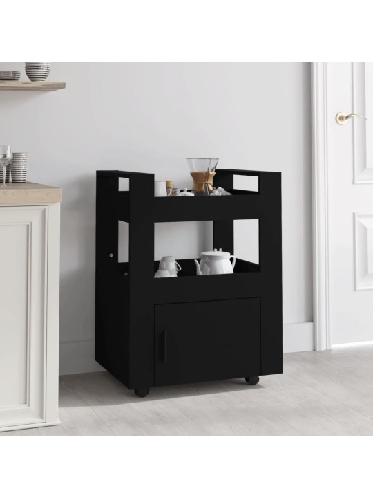 Keittiövaunu musta 60x45x80 cm tekninen puu