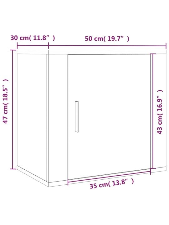 Seinäkiinnitettävät yöpöydät 2 kpl musta 50x30x47 cm